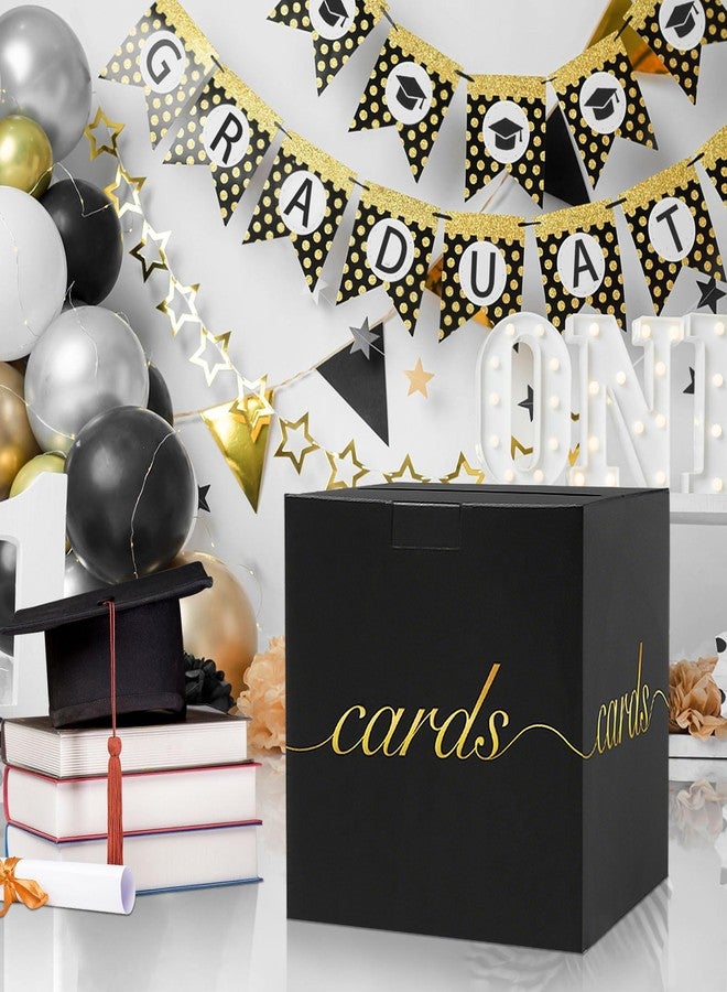 Adecortalk Black Wedding Card Box Gold Letter Gift Card Boxes Party Collection Receiving Box Holder for Party Wedding Reception Birthday Baby Shower Graduation Raffle Decorations - Image 4